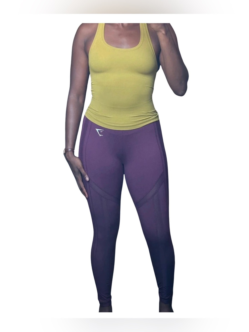 Gym-shark Plum Purple Mesh Panel High Waisted Workout Leggings Gym Activewear S